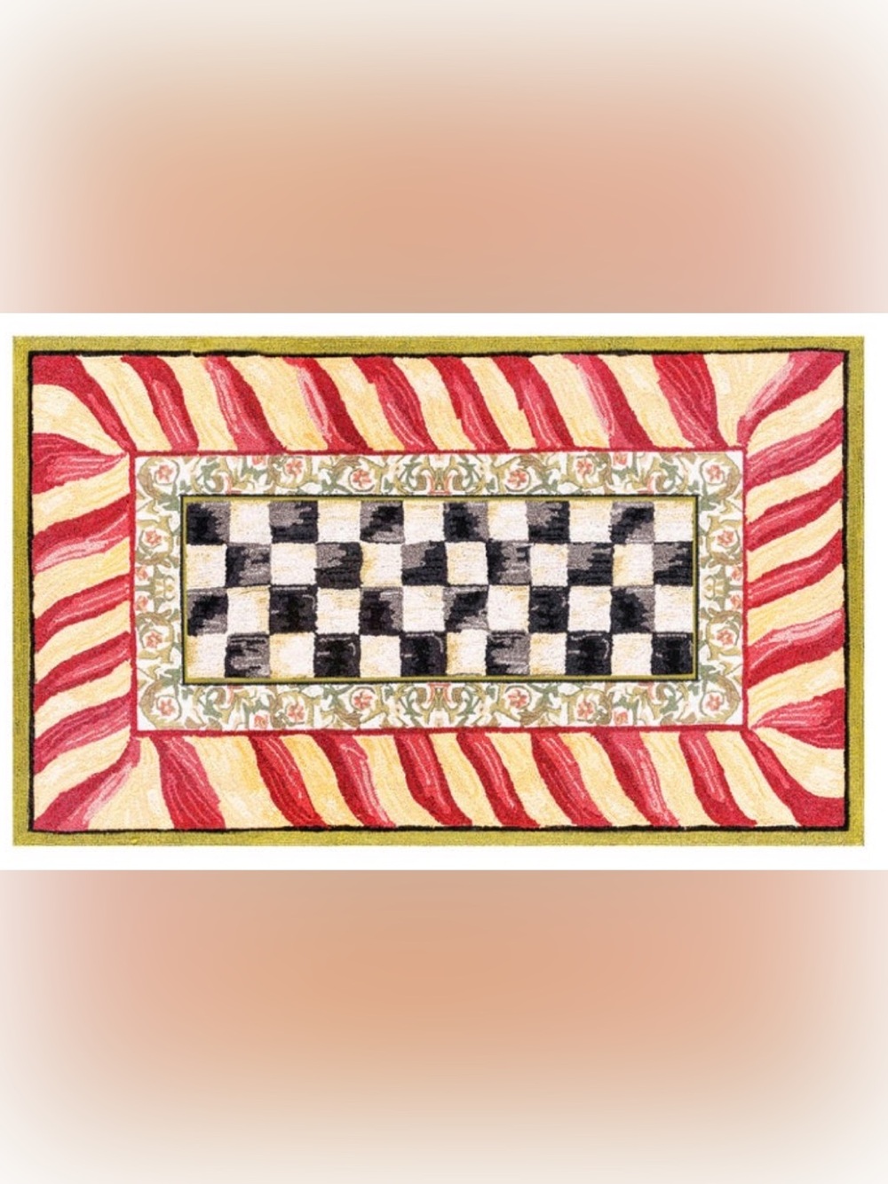 [MACKENZIE CHILDS] RED GOLD COURTLY CHECK RUG